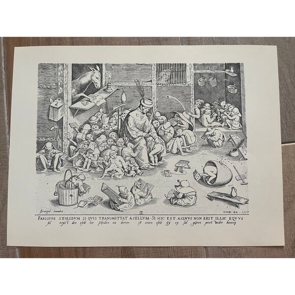 Bruegel, The Ass at School, Engraving, Print, Bookplate, Art, ~ 241229-WH 70 - Picture 2 of 2